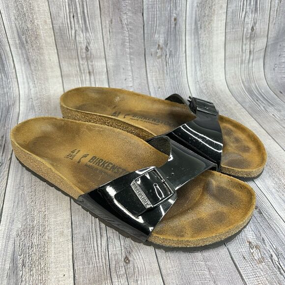 Birkenstock Madrid Small Buckle Black Patent Sandals Women’s EU 41/US 10 - Picture 1 of 8